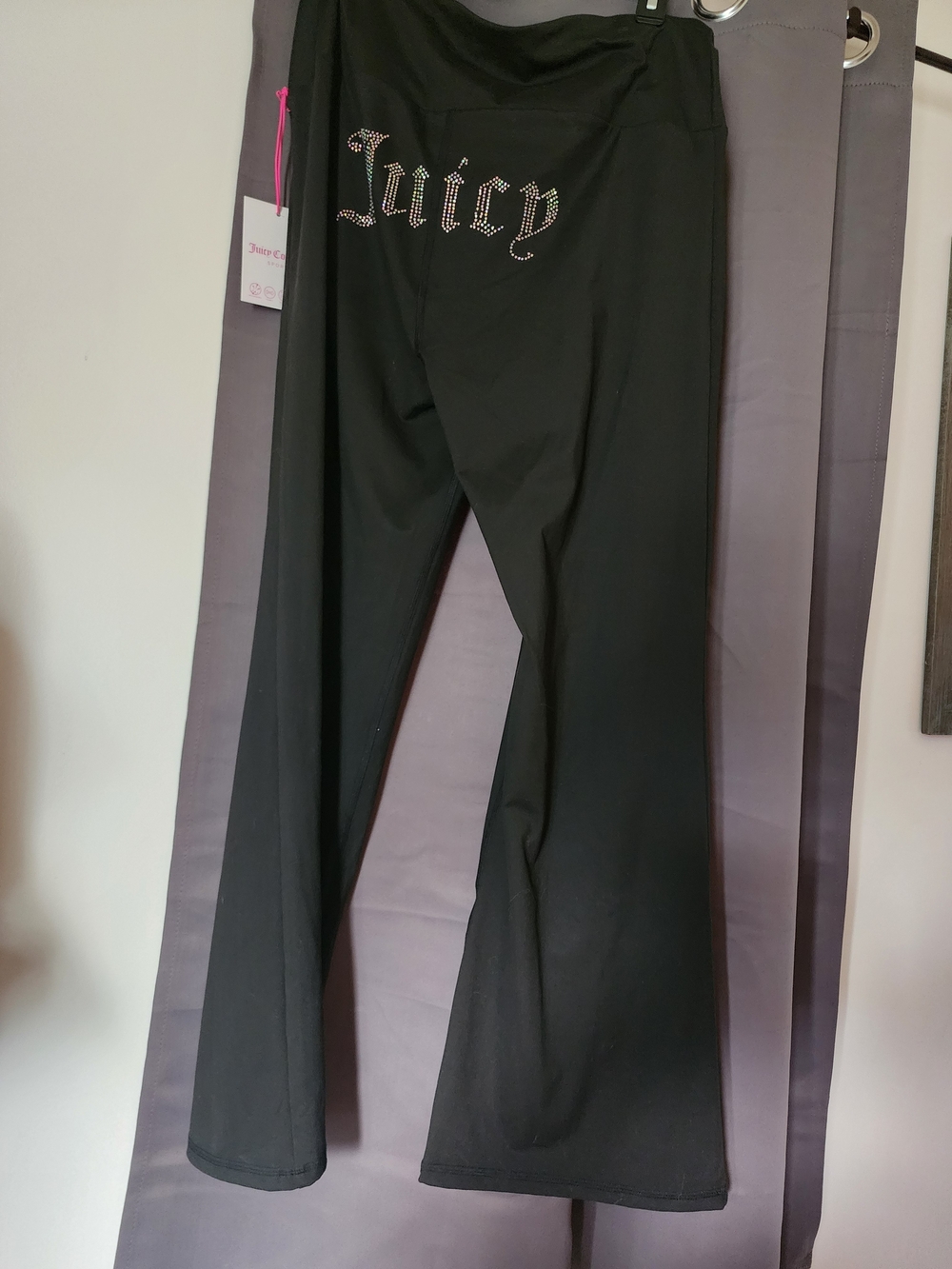 Juicy Couture Black Rhinestone Logo Flare Pants